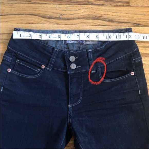 Paige Hidden Hills High Rise Straight leg jeans dark blue minor flaw size 24 - Picture 15 of 16